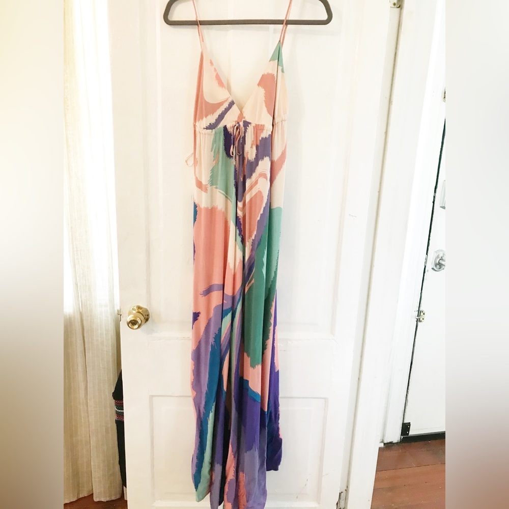 Watercolor Print Maxi Dress